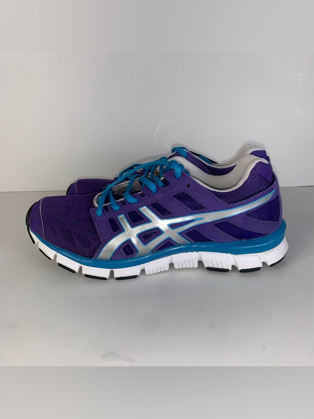 Asics Womens Size 7.5 Gel Blur Gray Purple  Blue Running Shoes S256Y